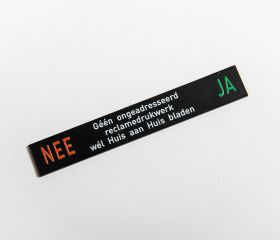Postwensplaatje, gelijkliggend, zelfklevend, zwart, Nee/Ja